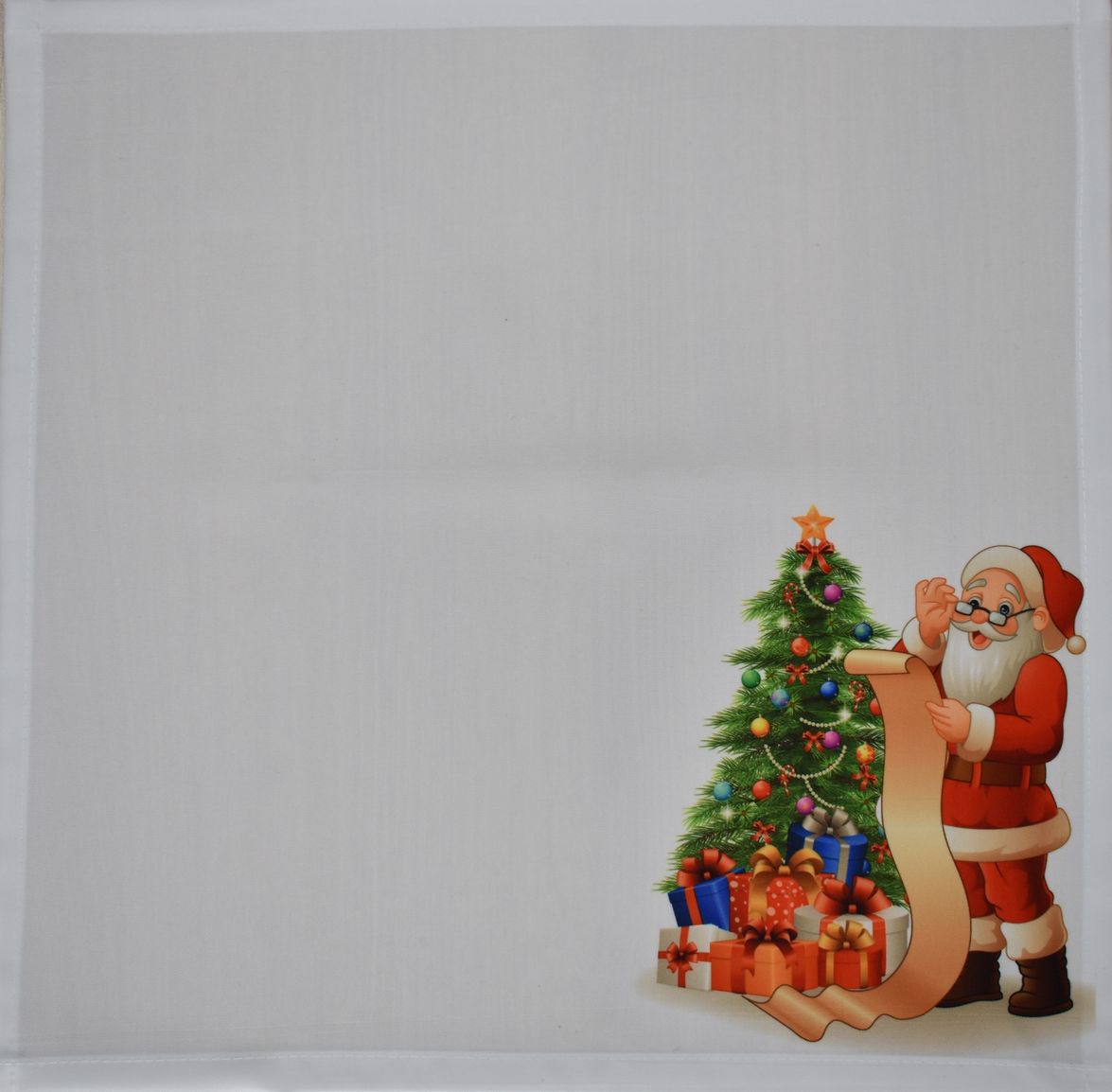 Серветка тканинна "Різдвяний Санта" №2, (сервірувальна 40х40см, Білий)