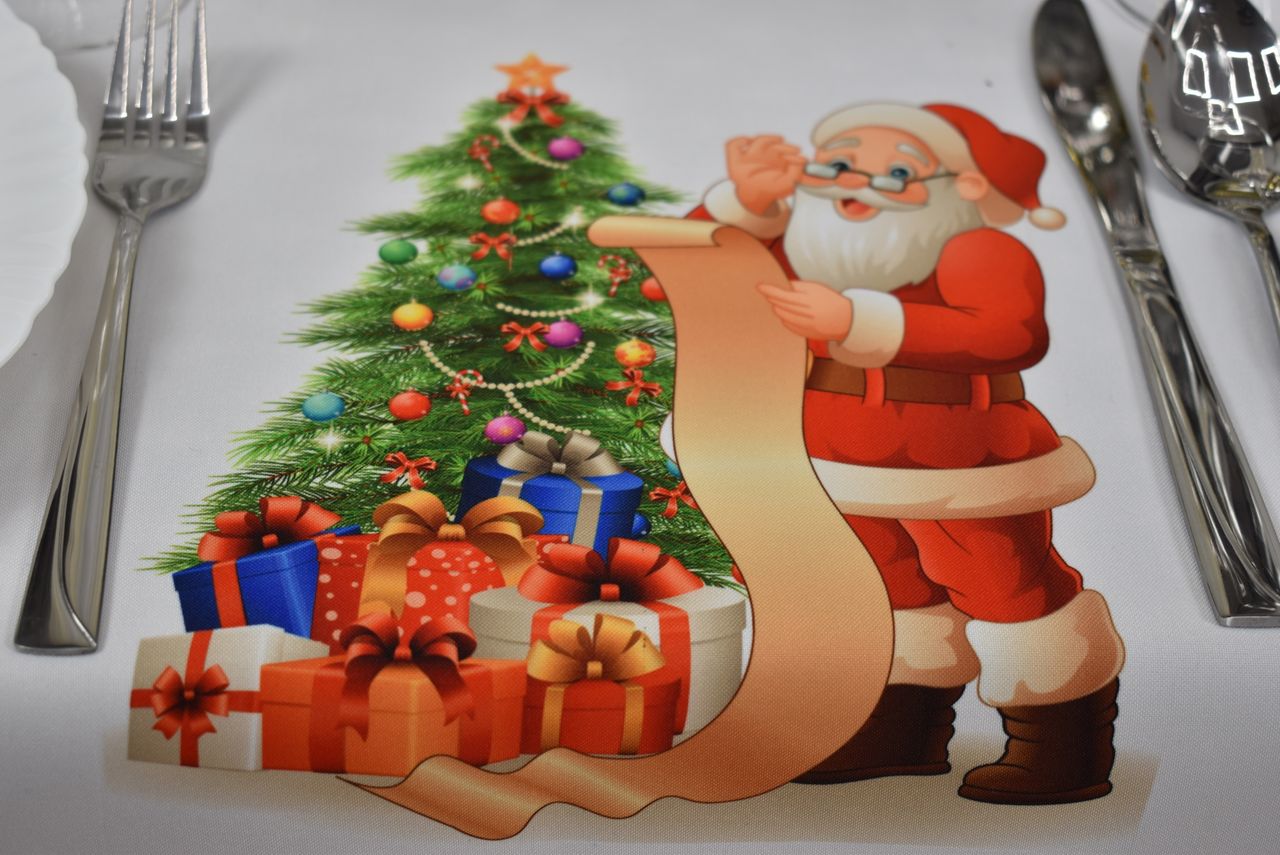 Серветка тканинна "Різдвяний Санта" №2, (сервірувальна 40х40см, Білий)